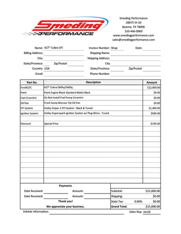 427" Cobra EFI Special 560hp